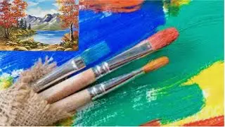 When red leaves color the flowing water.#Quiet Landscape Painting.#thanhv&acirc;n ART