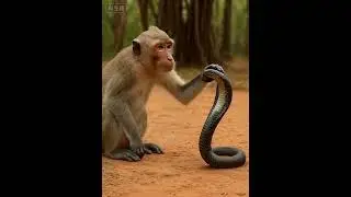 猴子安抚眼镜蛇🐒🐍😅 #monkeyandcobra  #animalplanet