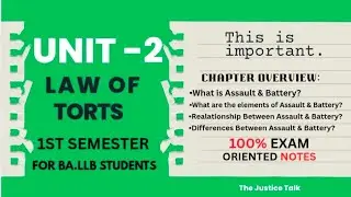 ⚖️Law of Torts | Unit-2| BALLB 1st Semester | Subunit 2.2&ndash; Assault & Battery |