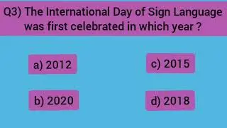 Quiz on International Day of Sign Language(23 Sep)|Gk MCQ|Gk question answer|Interesting Gk Quiz