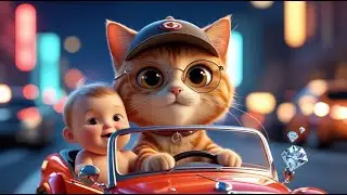 🚗🐱🚔Orange cat and baby heist #ai #cats #cartoon