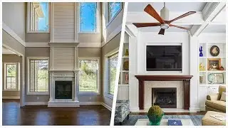 75 Coffered Ceiling Living Space With A Wood Fireplace Surround Design Ideas You'll Love 🔴