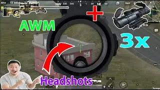 AWM with 3x And Suppressor || Quick Headshots 5 Kills  || PUBG Mobile