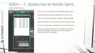 Autodesk Backburner 2015 Kullanımı, Render FARM ve İş Y&ouml;netimi Webinarı