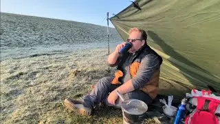 Winter walk, tarp setup and a beef and ale stew with dumplings. #tarpsetup #winterwalk #beefstew 