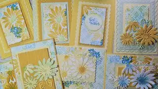 HOW TO CREATE 8 gorgeous cards with DIES and 1 STAMPED SHEET #cheerfuldaisies #artfulstampin