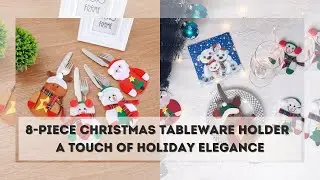 8 Pieces Christmas Tableware Holder - Festive Cutlery Caddy