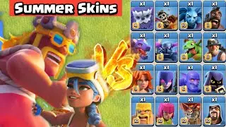 Summer King + Champion vs All Troops - Clash of Clans