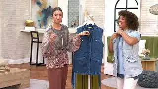 LOGO by Lori Goldstein Utility Denim Vest on QVC