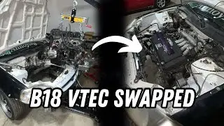 FINALLY Dropping the B18 Vtec motor in the EK Hatch