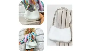 DIY | Barbie Doll Handbag | How to make mini leather baguette  shoulder bag for Barbie