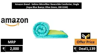 Amazon Brand   Solimo Microfiber Reversible Comforter, Single Aqua Blue & Olive Green, 200 GSM