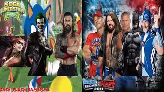 Игровой процесс SASN Plush: Sega Superstar Tennis + WWE SmackDown Vs RAW 2011 для PS3.