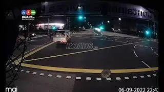 Pedestrian dashes across, almost causing an accident