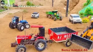 Building a Big river using Rc vehicles with concrete || Rc Jcb and Tractor construct part 4