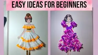 Easy ideas for beginners making doll dress using tissue paper #art #drawing #artandcraft #painting