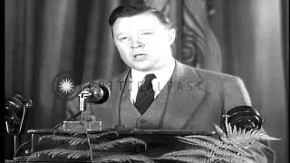 Labor Leader Walter Reuther speaks out against the Taft-Hartley Act HD Stock Footage
