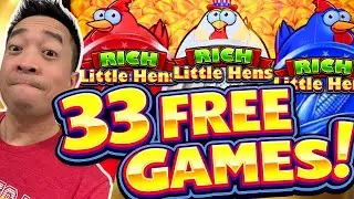 YOU'RE IN DANGER ALBERT!! HOW MUCH WILL 33 FREE GAMES COST ME? 🤑 RICH LITTLE HENS Slot Machine (L&W)