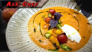PEACH GAZPACHO. Surprisingly pleasant combination! Aromatic, tasty, refreshing seasonal cold coup.