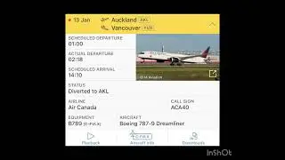 Air Canada 🇨🇦 diverted to AKL Boeing 787-9 Dreamliner ACA40 