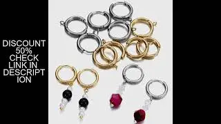 10Pcs/Lot Stainless Steel Huggie Earring Hooks with Loop Round Ear Post with Open Jump Ring for DIY