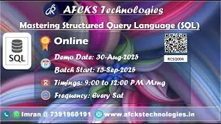 Mastering Structured Query Language (SQL) Demo conducted on 30-Aug-2025 by Rakesh