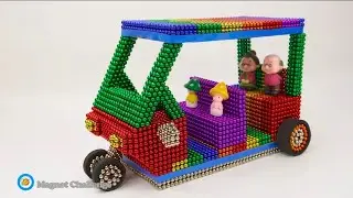 A DIY-How To Make Electric Rickshaw (Tuk Tuk) From Magnetic Balls| ASMR Videos| DIY Magnet Challenge