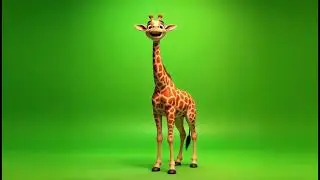 Animated Pixar Giraffe Green Screen | Cute Cartoon Animal Video for Kids & Creators