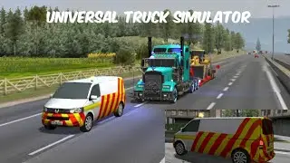 Universal truck simulator heavy load with escort vehicles