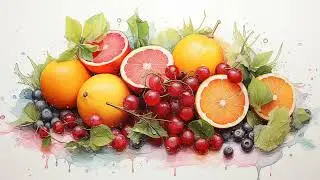 Citrus Splash Watercolor 4K Art (No Sound) TV ART SCREENSAVER #CitrusArt #WatercolorFruit  #Vibrant