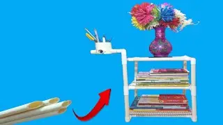 DIY bookself for study table|| JUST ₹110  ||  BOOK STAND USING PVC PIP || DIY