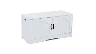 oakvivo Wooden Storage Bench with 2 Doors & Adjustable Shelf   Assembly Video