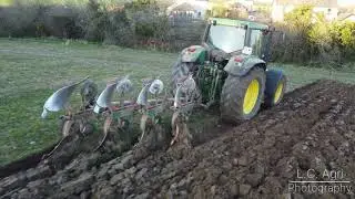 John Deere 6910 ploughing in Monageer
