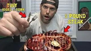 Eating The World's Biggest Steak Using The Smallest Fork & Knife | L.A. BEAST