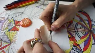 Drawing zentangle patterns on a shell - sweet art meditation