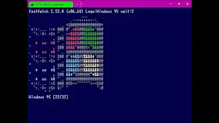 Fastfetch: Neofetch-based tool displaying 32 OS ASCII art logos in PowerShell continuously