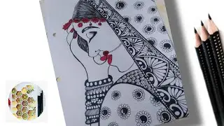 How To Draw A Traditional Bride In Mandala Art || Pencil Sketch Tutorial