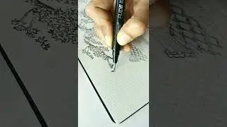 Part-1 ink sketch of Japanese traditional wooden gate | Ink and wash #shorts #inkart