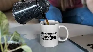 🐕❤🐕Happiness Has Paws Ceramic Mug (D015-088W)🐕❤🐕