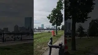 Boston skyline view from across the river #shorts #boston #bike #cycling #views #city