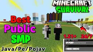 🍄 Brand NEW Public Survival SMP Server! 🤯 | Cracked 1.21+ | Java + PE | Always Online  | Free Access