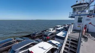 North Carolina Ferry ⛴️ , Fort Fisher to Southport,  Unloading Cars 🚗  #northcarolina #beach