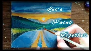 Let&rsquo;s Paint Together| Easy & Relaxing Art Time #sunset #mountains #peace #painting #art 