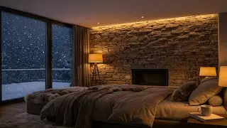 Cozy Winter Night Ambience | Snowy Bedroom Retreat with Gentle Jazz