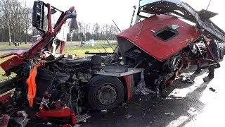VN24 - Водитель грузовика выжил в ужасной аварии на немецкой автомагистрали А1
