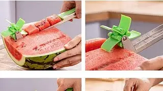 Watermelon slicer cutter Windmill Auto Stainless Steel Melon Cuber Knife Corer Fruit Tools