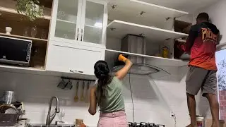 COMO FICOU O ARMÁRIO DA COZINHA🥰 @RobsonSantos2 Se tornou um marceneiro minha gente🫶😍#cozinha