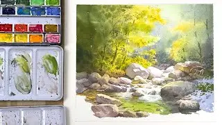 How to Paint a Peaceful Forest Stream in Watercolor