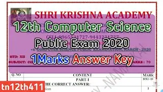 12th Computer Science Public Exam 2020 Full Answer Key (English Medium) | SKA