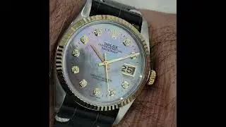 MOP! Rolex 16013 Datejust 36mm 18k SS Mens Diamond MOP Dial Automatic 1980s RA554B#rolex  #watch